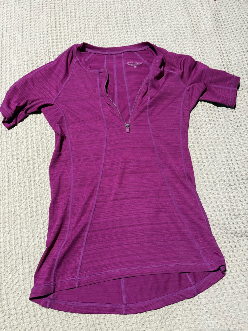 Athleta Bright Magenta Zip-Back Performance Top